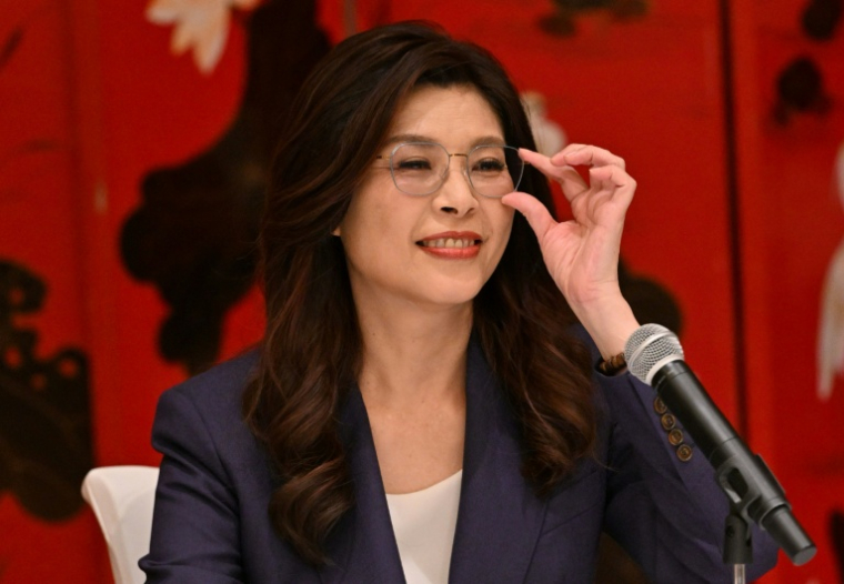 La cheffe de file de l'opposition taïwanaise Cheng Li-wun à Pékin en Chine le 10 avril 2026 ( AFP / ADEK BERRY )