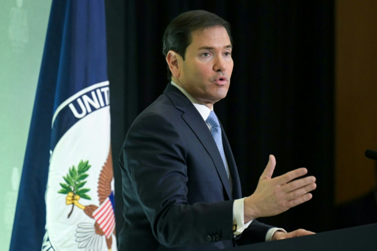 Le secrétaire d'Etat américain Marco Rubio lors d'une conférence de presse à Washington, le 4 février 2026 ( AFP / Oliver Contreras )