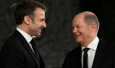Olaf Scholz et Emmanuel Macron à la Chancellerie, à Berlin
