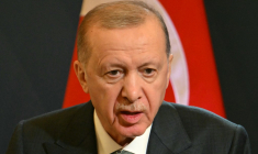 Recep Tayyip Erdogan, à Rome, le 29 avril 2025 ( AFP / ALBERTO PIZZOLI )