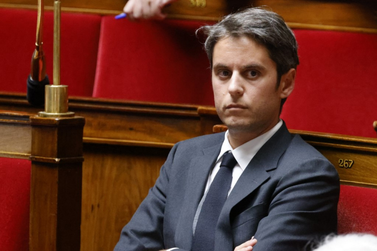 Gabriel Attal à Paris, le 29 avril 2025. ( AFP / LUDOVIC MARIN )