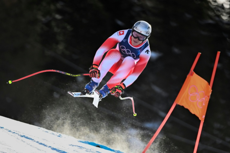 Le Suisse Marco Odermatt lors de la descente des JO de Milan Cortina à Bormio (Italie) le 7 février 2026 ( AFP / Fabrice COFFRINI )