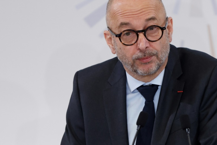 Le président du Conseil économique, social et environnemental (Cese), Thierry Beaudet, lors de la conférence Travail et Retraites, le 5 décembre 2025 à Paris ( AFP / Ian LANGSDON )