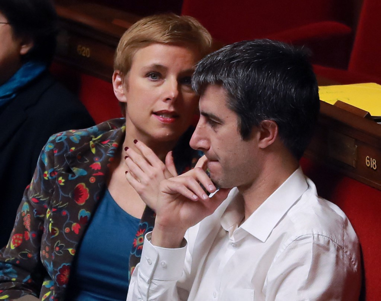 Clémentine Autain et François Ruffin à Paris, le 6 février 2018. ( AFP / JACQUES DEMARTHON )