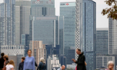 Le district financier de Canary Wharf au loin