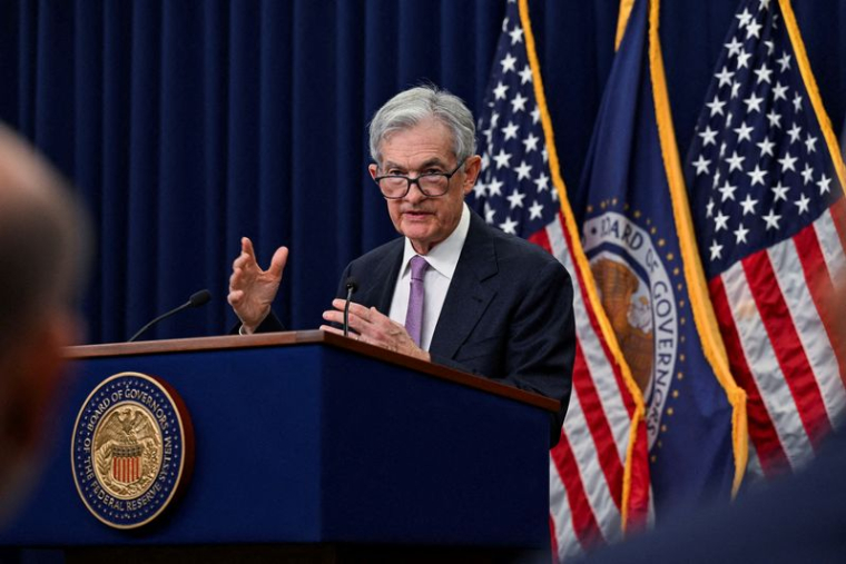 Le président de la Réserve fédérale américaine Jerome Powell s'exprime lors d'une conférence de presse à Washington