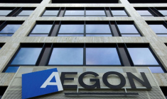 Photo d'archives du logo de Aegon à La Haye, aux Pays-Bas