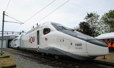 Le TGV "M", train à grande vitesse de nouvelle génération de la SNCF,  à l'usine Alstom de Belfort, le 29 avril 2024 ( AFP / FREDERICK FLORIN )