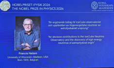Une photo du lauréat du prix Nobel de Physique, édition 2026, Francis Halzen, à Stockholm, le 6 octobre 2026 ( TT NEWS AGENCY / Christine OLSSON )