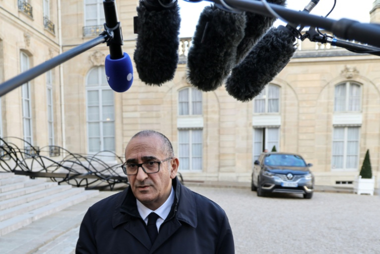 Le ministre de l'Intérieur, Laurent Núñez, s'adresse à la presse après une réunion sur le trafic de drogueà l'Élysée, le 18 novembre 2025 à Paris ( AFP / Ludovic MARIN )