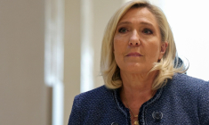 President of the parliamentary group of the French far-right Rassemblement National (RN) party, Marine Le Pen arrives at the Paris courthouse for her trial verdict on suspicion of embezzlement of European public funds, in Paris, on March 31, 2025. A French court sentenced on March 31, 2025 far-right leader Marine Le Pen to a five-year ban on running for office with immediate effect, throwing into doubt her bid to stand for President in 2027. ( AFP / Alain JOCARD )