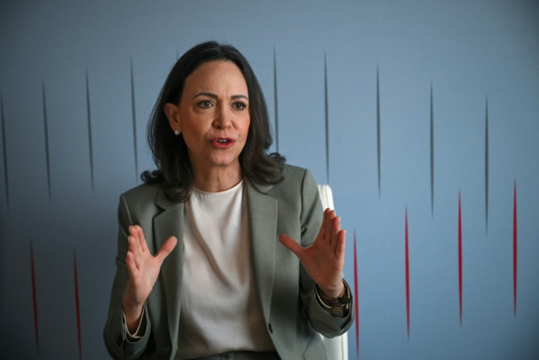 L'opposante vénézuélienne Maria Corina Machado à Houston, Texas, le 24 mars 2026 ( AFP / RONALDO SCHEMIDT )
