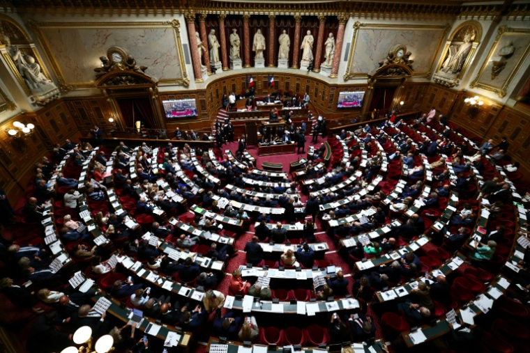Les sénateurs réunis pour l'élection du président de la chambre haute du parlement, à Paris, le 1er octobre 2026 ( AFP / Anne-Christine POUJOULAT )