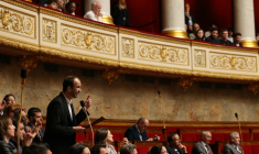 Manuel Bompard, le 30 avril 2024, à l'Assemblée nationale ( AFP / THOMAS SAMSON )