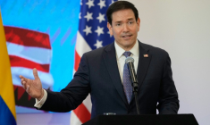 Le secrétaire d'Etat américain Marco Rubio tient une conférence de presse lors d'une cérémonie de signature d'accords bilatéraux avec le président colombien Abelardo de la Espriella (hors-champ) à Barranquilla, en Colombie, le 8 septembre 2026 ( POOL / Fernando Vergara )