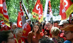La secrétaire générale de la CGT Sophie Binet le 7 juillet 2026 à Carcassonne ( AFP / Loic VENANCE )