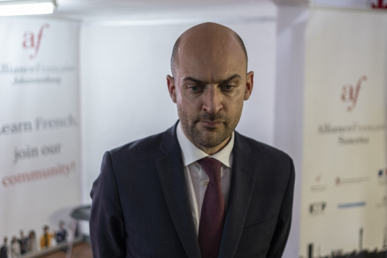 Le ministre français des Affaires étrangères, Jean-Noël Barrot, à Johannesbourg, en Afrique du Sud, le 21 février 2025. ( AFP / EMMANUEL CROSET )