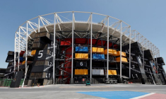 Vue générale de l'extérieur du Stade 974, un site de la Coupe du monde 2022 au Qatar