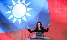 La cheffe de l'opposition taïwanaise, Cheng Li-wun, prononce son discours lors du 12e congrès national du parti Kuomintang (KMT) à Taipei, le 1er novembre 2025 ( AFP / I-Hwa Cheng )