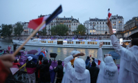 Pendant la cérémonie d'ouverture des Jeux olympiques de Paris le 26 juillet 2024 ( POOL / ANN WANG )