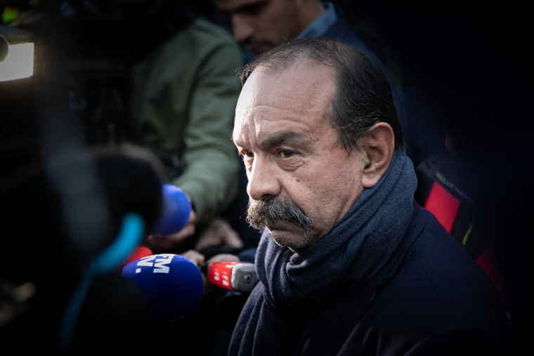 Philippe Martinez à Port-Jérôme, le 12 octobre 2022. ( AFP / LOU BENOIST )