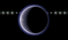 Illustration non datée, diffusée le 4 mai 2026, d'un corps glacé nommé (612533) 2002 XV93, au-delà de Pluton, qui présenterait des signes d'une atmosphère, selon des astronomes japonais ( National Astronomical Observatory of Japan/Ko Arimatsu / Handout )