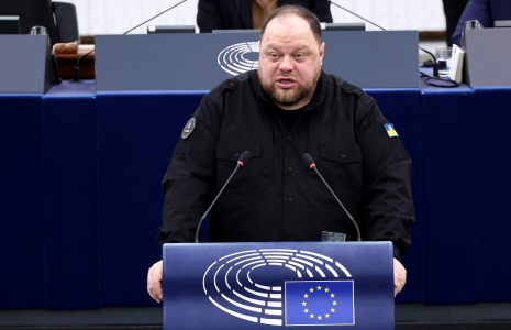 Rouslan Stefantchouk, au Parlement européen, le 11 février 2025 ( AFP / FREDERICK FLORIN )