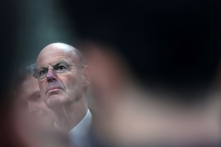 French Economy Minister Lombard at Alstom's Aytre plant, near La Rochelle