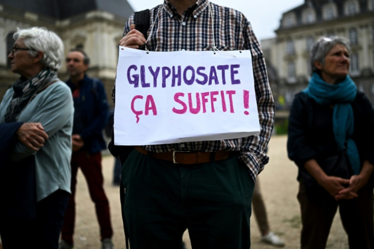 Une manifestation contre l'usage du glyphosate, à Rennes, le 12 octobre 2023 ( AFP / Damien MEYER )