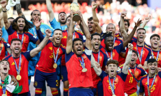 L'Espagne sacrée championne du monde après sa victoire en finale contre l'Argentine, le 19 juillet 2026 à East Rutherford ( AFP / FRANCK FIFE )