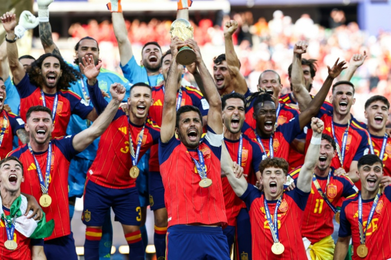 L'Espagne sacrée championne du monde après sa victoire en finale contre l'Argentine, le 19 juillet 2026 à East Rutherford ( AFP / FRANCK FIFE )