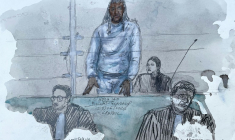 Croquis d'audience du rappeur Koba LaD lors de son procès pour homicide involontaire, le 25 juin 2025 à Créteil, dans le Val-de-Marne ( AFP / Benoit PEYRUCQ )