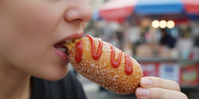 Derri&egrave;re son esth&eacute;tique attractive, la nouvelle street food cache souvent des pr&eacute;parations ultratransform&eacute;es contenant beaucoup de sucre, de mati&egrave;res grasses et de sel, dont la consommation r&eacute;p&eacute;t&eacute;e peut contribuer &agrave; des d&eacute;s&eacute;quilibres alimentaires. (cr&eacute;dit: Adobe Stock/photo g&eacute;n&eacute;r&eacute;e par IA)