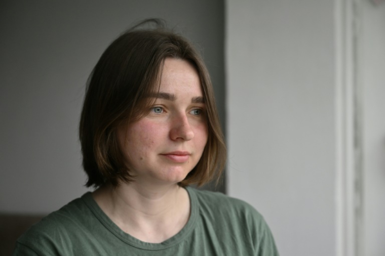 L'Ukrainienne Daria Yédamova lors d'une interview avec l'AFP, le 25 mars 2025 à Kiev ( AFP / Genya SAVILOV )