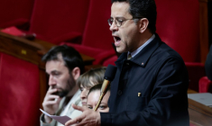 L'Insoumis Gabriel Amard, le 9 avril 2025, à l'Assemblée nationale à Paris ( AFP / STEPHANE DE SAKUTIN )