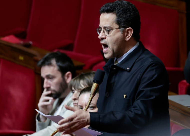 L'Insoumis Gabriel Amard, le 9 avril 2025, à l'Assemblée nationale à Paris ( AFP / STEPHANE DE SAKUTIN )