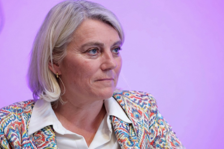 La ministre de la Santé, Stéphanie Rist lors d'une conférence de presse sur la situation concernant l'hantavirus, le 12 mai 2026 à Paris ( AFP / Thomas SAMSON )