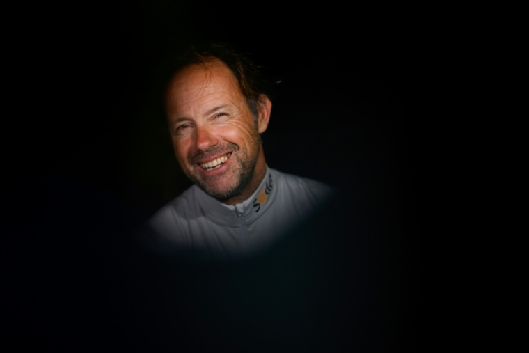 Thomas Coville à l'arrivée de la Transat Cafe L'Or à Fort-de-France, où il avait fini 2e, le 6 novembre 2025 ( AFP / Loic VENANCE )