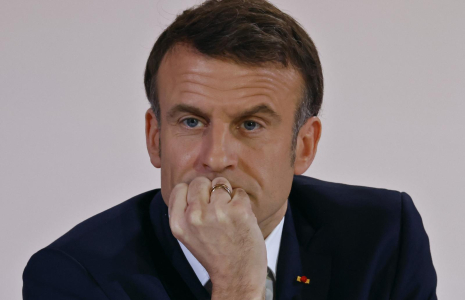 Emmanuel Macron à Paris le 16 janvier 2024. ( AFP / LUDOVIC MARIN )
