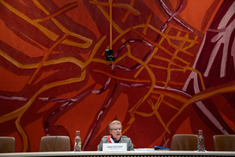 La socialiste Catherine Trautmann, nouvelle maire de Strasbourg, le 28 mars 2026 à Strasbourg ( AFP / SEBASTIEN BOZON )
