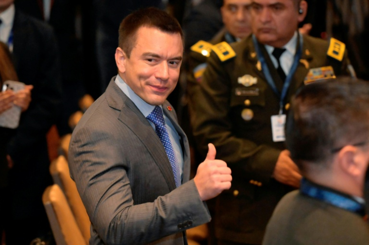 Le président équatorien Daniel Noboa à Quito, le 26 janvier 2026 ( AFP / Rodrigo BUENDIA )