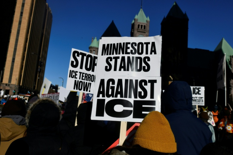 Manifestation contre la police de l'immigration (ICE) à Minneapolis, le 30 janvier 2026 dans le Minnesota ( AFP / Octavio JONES )
