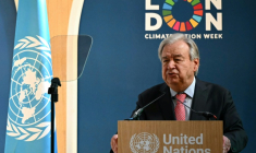 Le secrétaire général de l'ONU, Antonio Guterres, lors d'un discours à la London Climate Action Week à Londres, le 23 juin 2026 ( AFP / JUSTIN TALLIS )