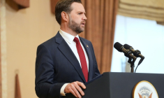 Conférence de presse du vice-président américain JD Vance à Islamabad le 12 avril 2026 ( POOL / Jacquelyn MARTIN )