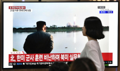 Une retransmission de test de missile en Corée du Nord, en 2019 (illustration) ( AFP / JUNG YEON-JE )