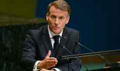Emmanuel Macron devant l'assemblée générale des Nations unies, à New York, le 22 septembre 2026 ( AFP / ANGELA WEISS )