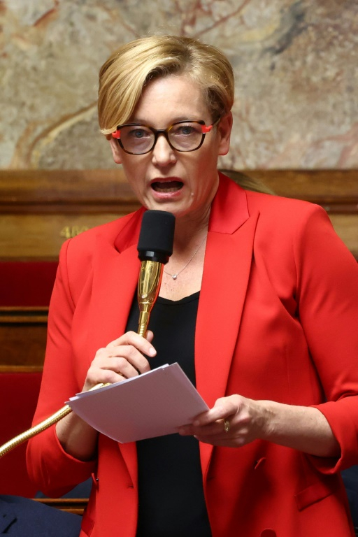 La députée Véronique Riotton s'exprime lors d'une séance de questions au gouvernement à l'Assemblée nationale, à Paris, le 5 mars 2024 ( AFP / Emmanuel Dunand )