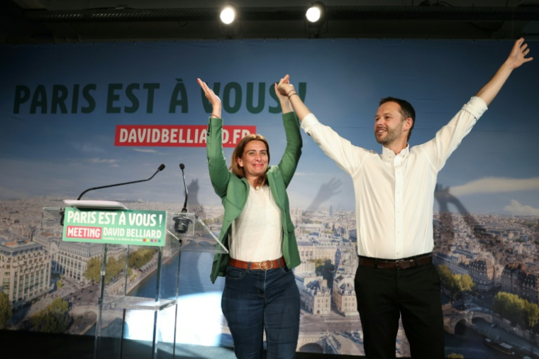 L'écologiste David Belliard lance sa campagne pour les municipales au côté de Marine Tondelier, le 23 juin 2025 à Paris ( AFP / Alain JOCARD )