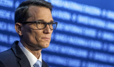 Martin Schlegel, président de la banque centrale suisse (BNS), lors d'une assemblée générale de l'institution le 25 avril 2025 ( AFP / Fabrice COFFRINI )