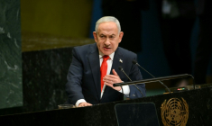 Le Premier ministre israélien Benjamin Netanyahu à la tribune de l'ONU, le 24 septembre 2026 à New York ( AFP / ANGELA WEISS )